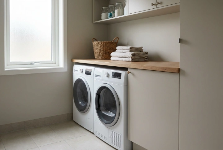 Wasmachine en droger onder het werkblad: de benodigde tussenruimtes voor apparaten