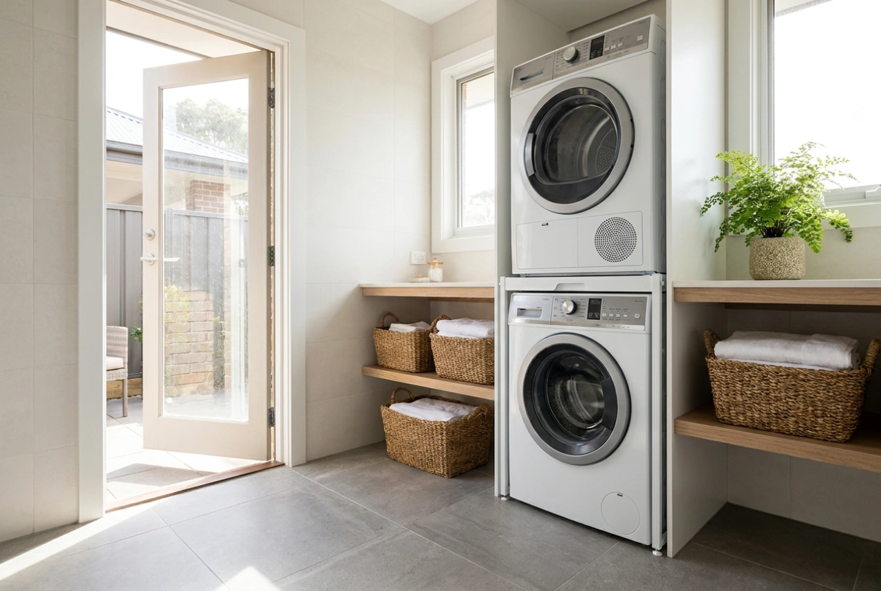 Wasmachine en droger in de badkamer: zo voorkomt u vochtproblemen door slimme plaatsing