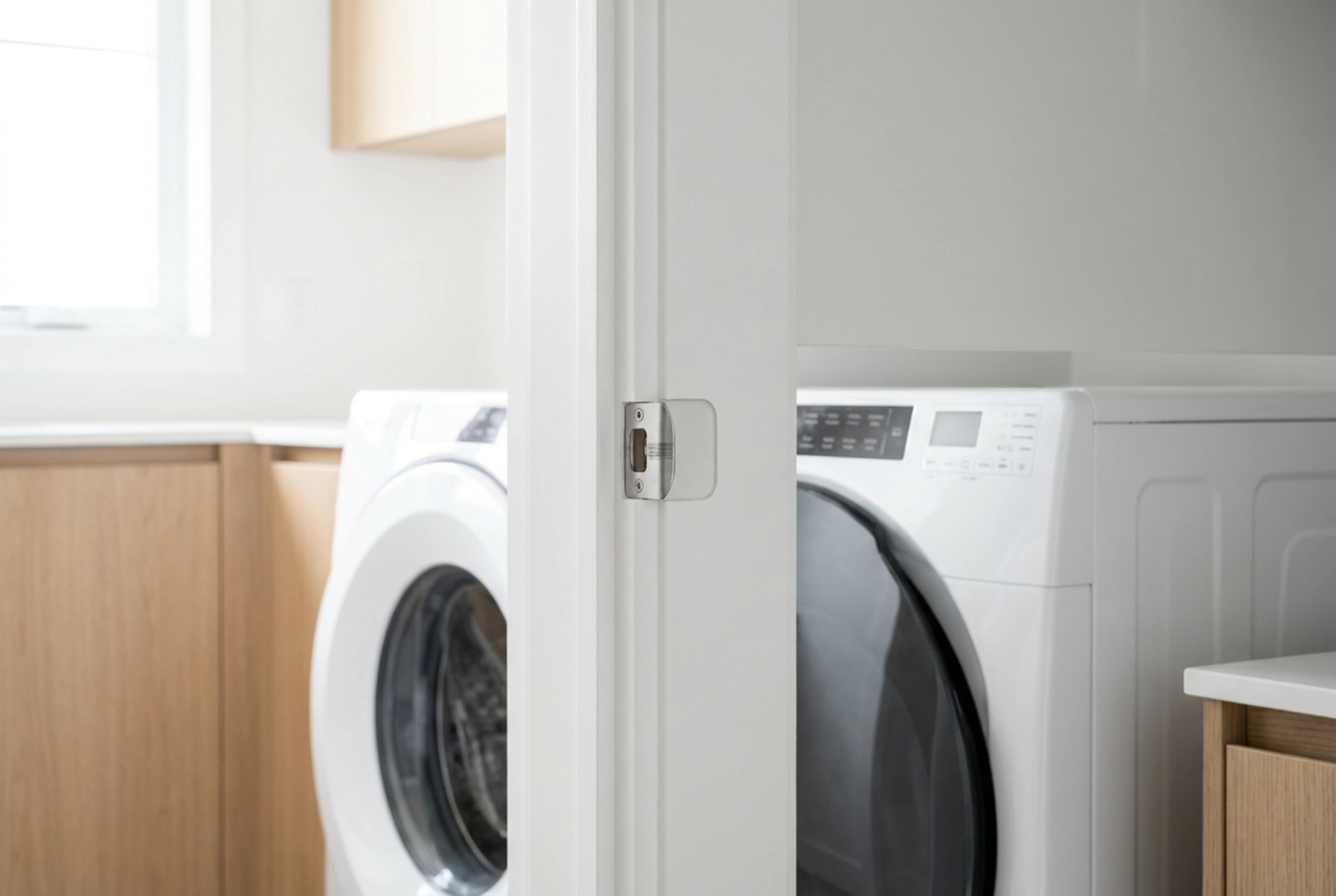 Wasmachine en droger stabiel stapelen in een verticale kolom