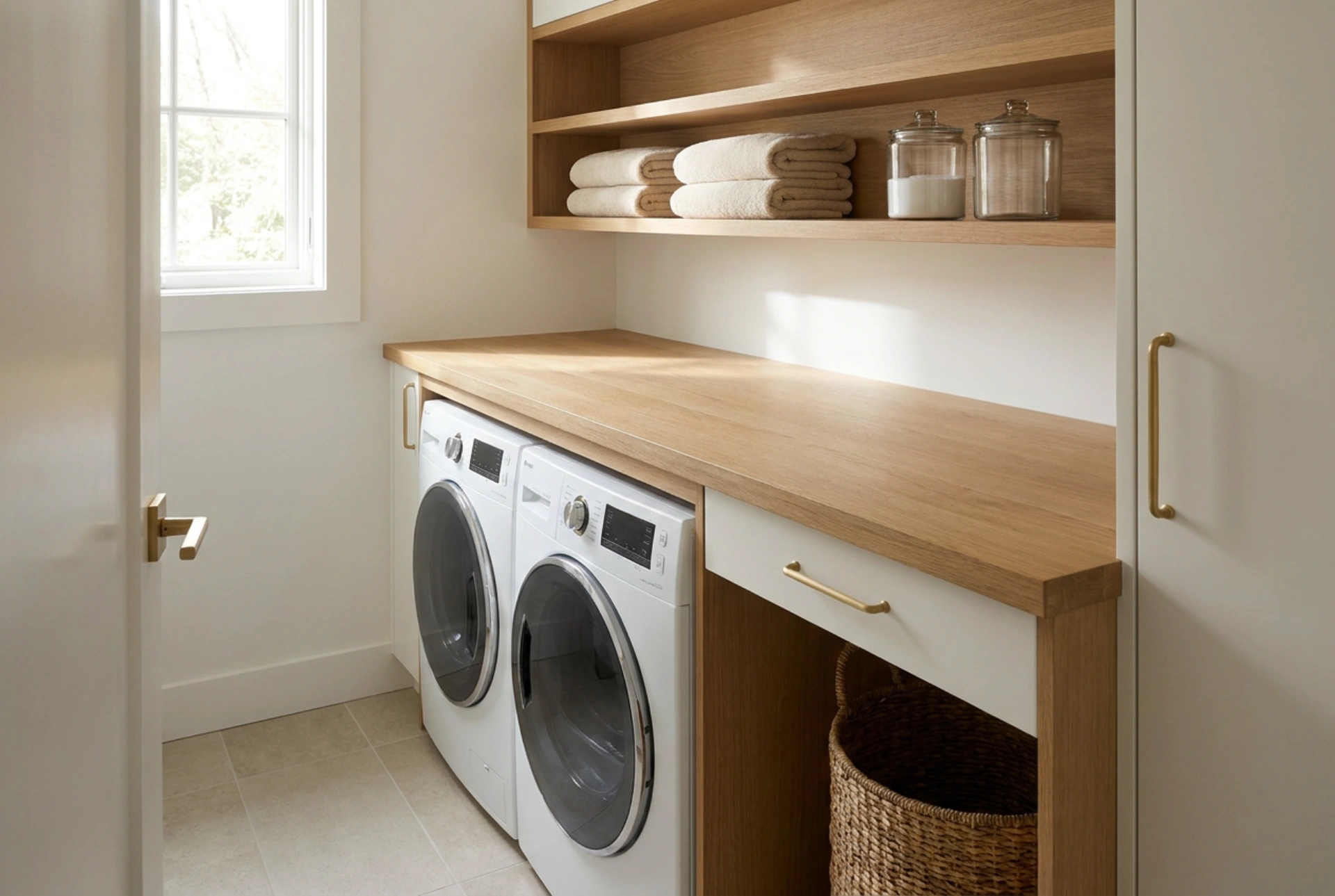 Wasmachine en droger onder het werkblad: toegang tot deuren en filters