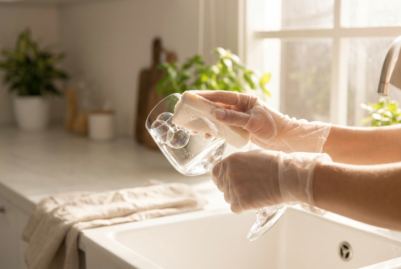 Afwasschuim en de methode voor het effectief reinigen van delicaat glas