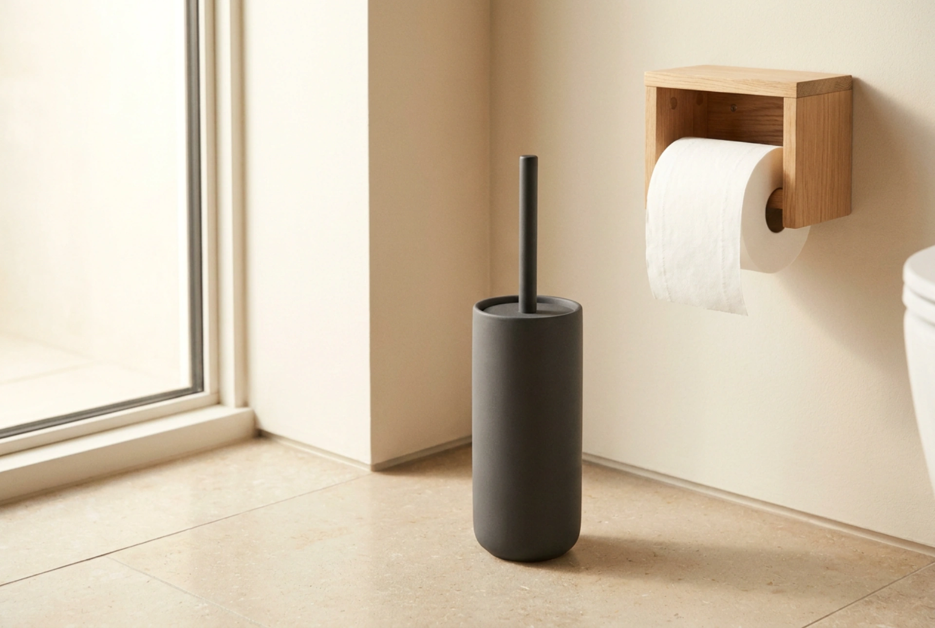 Hoe je een toiletborstel en toiletpapier netjes en hygiënisch opbergt