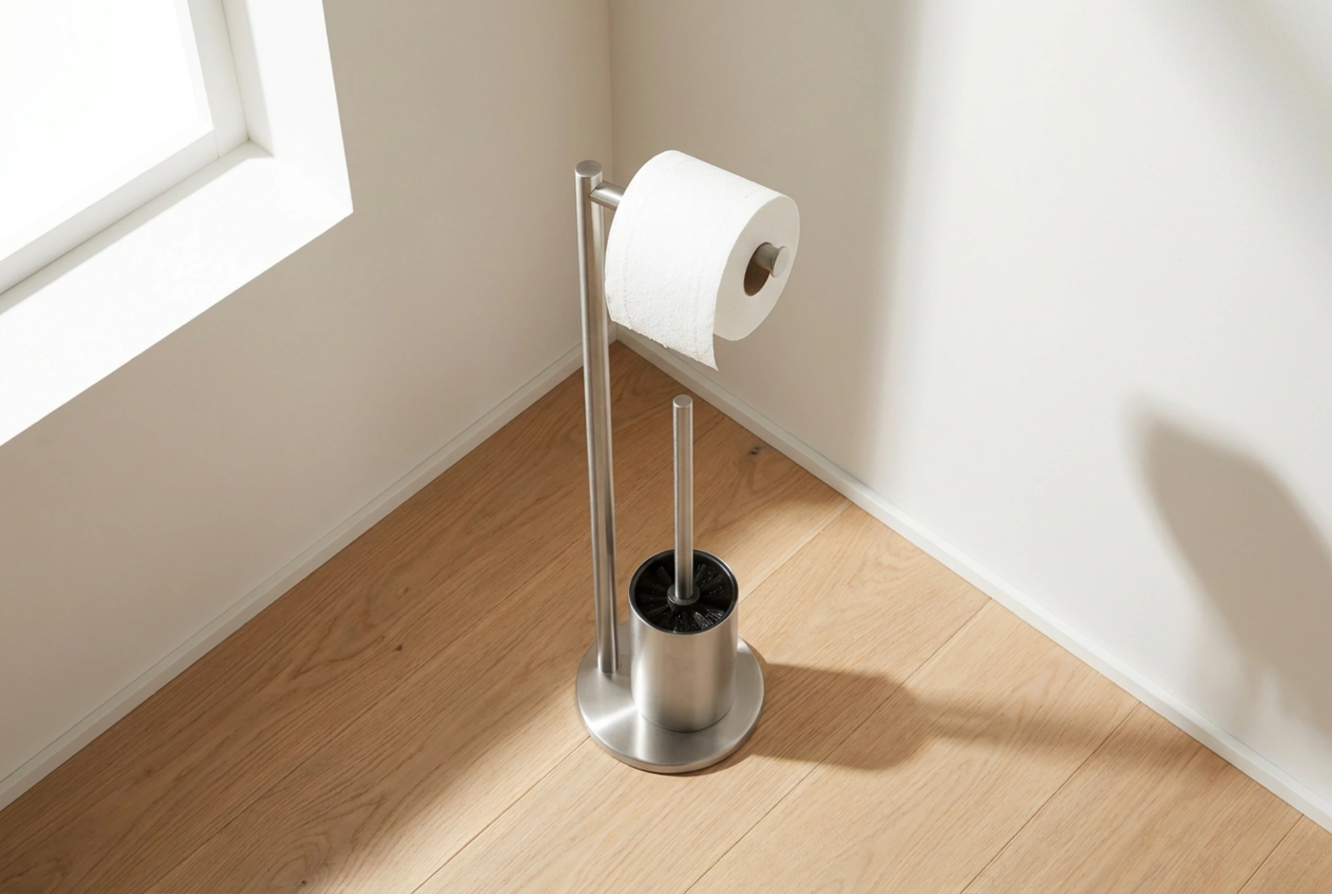 De optimale plaatsing van een toiletrolhouder met borstel in een kleine badkamer
