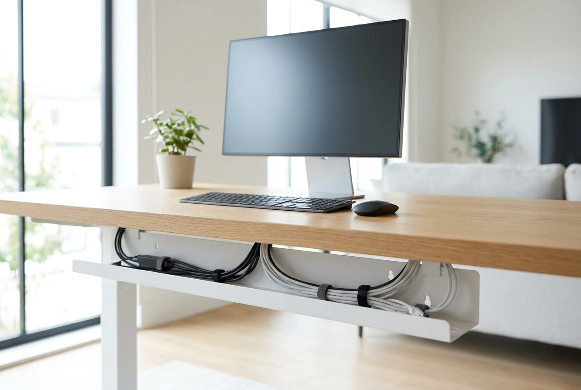 Hoe monteer je een kabelgoot onder het bureau voor een opgeruimde werkplek