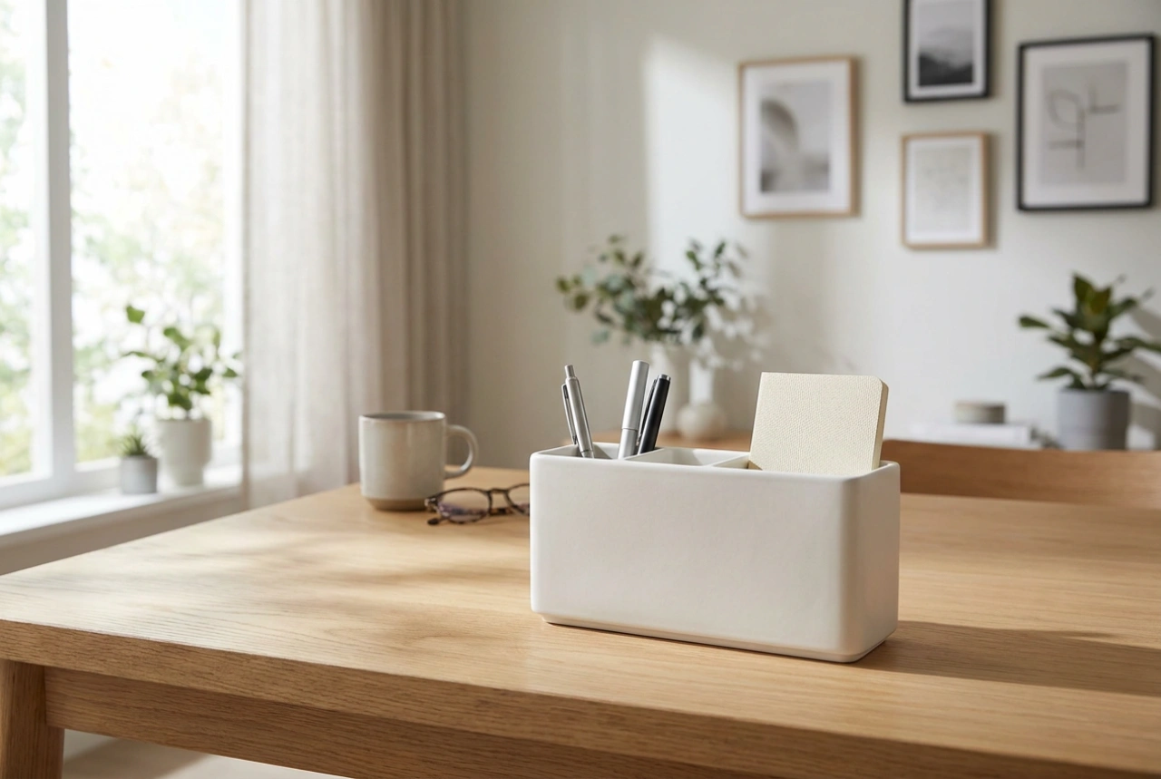 Witte bureau-organizer: de sleutel tot een visueel lichte werkplek