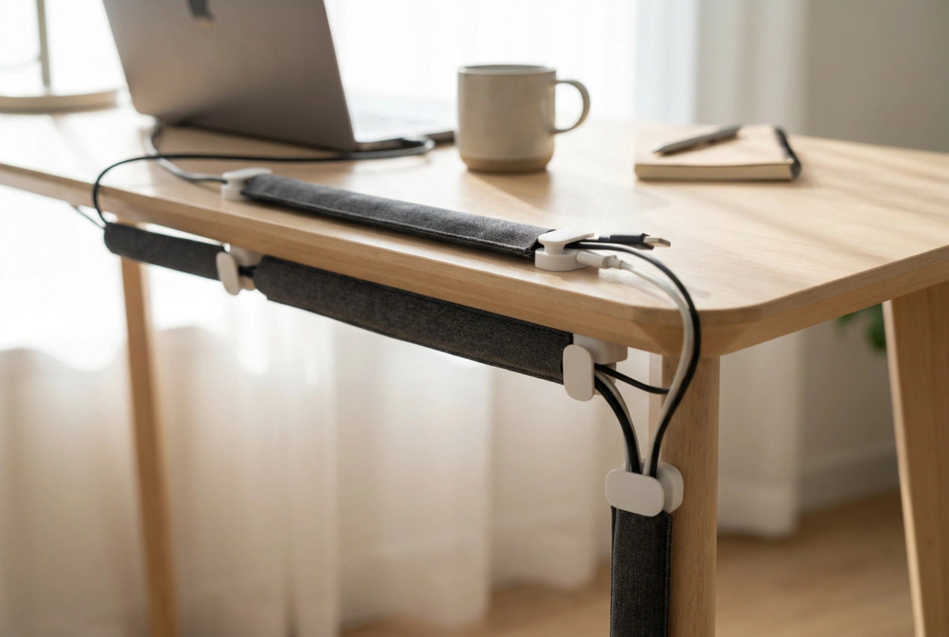 Een beproefde methode voor het ordenen van kabels onder het bureau
