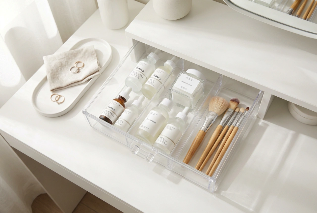 Hoe cosmetica te ordenen in een lade-organizer zonder chaos