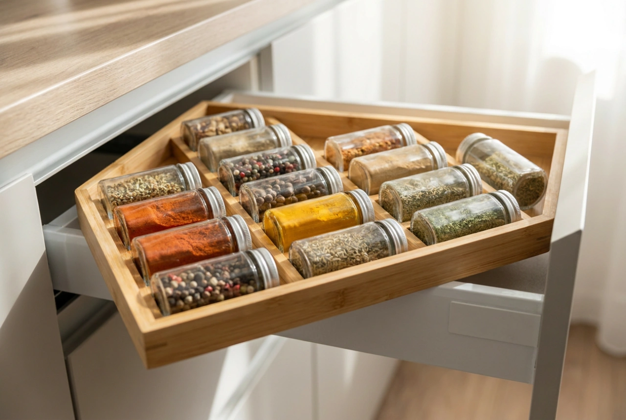 Praktische kruidenlade-organizer voor een kleine keuken