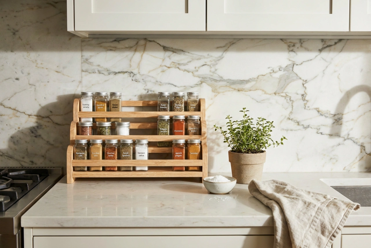 De optimale plek voor een houten kruidenrek: behoud van smaak en materiaal
