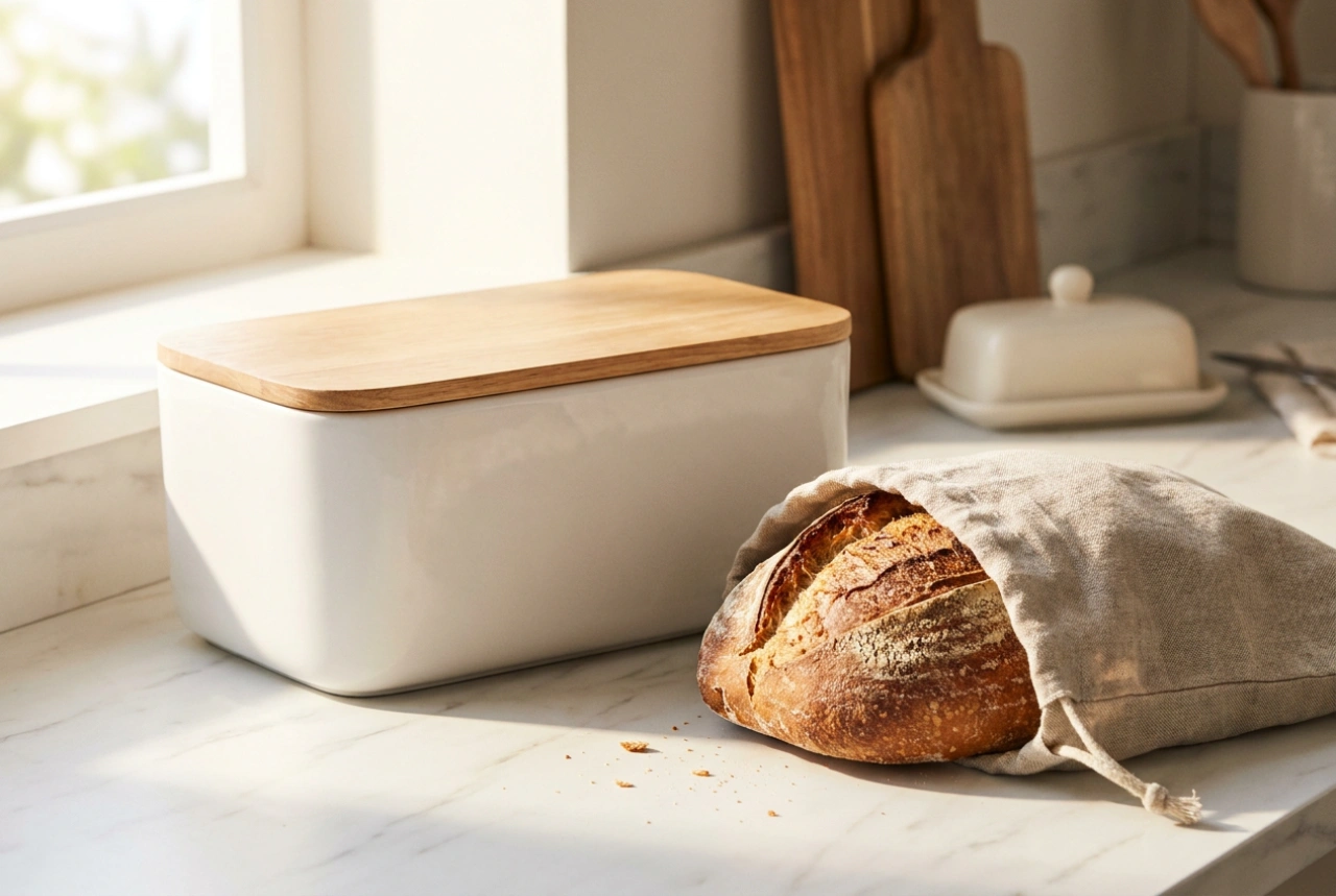 Hoe verzorg je een witte broodtrommel met hout en bewaar je brood optimaal