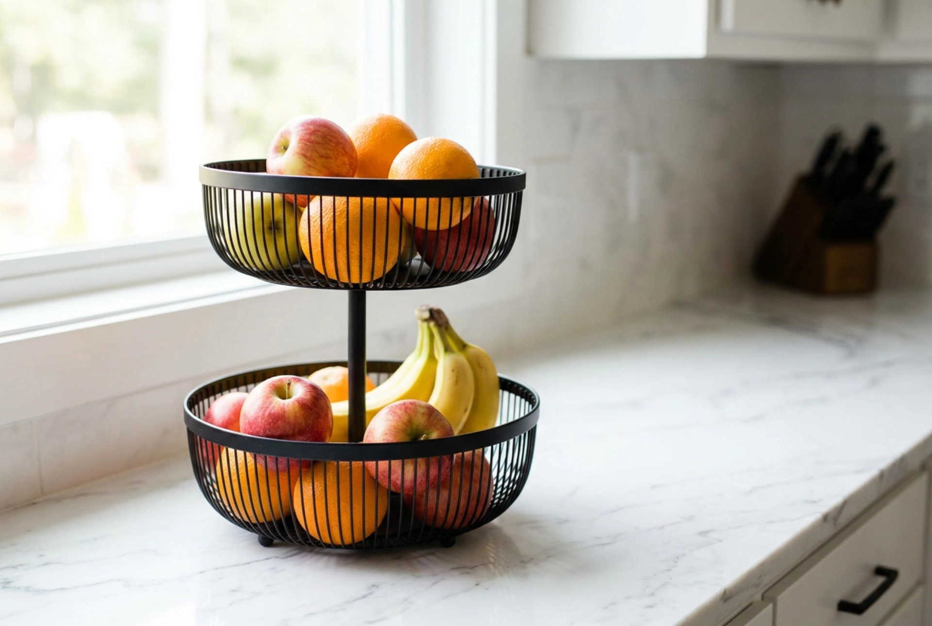 Hoe u een fruitmand met twee niveaus optimaal indeelt in een kleine keuken