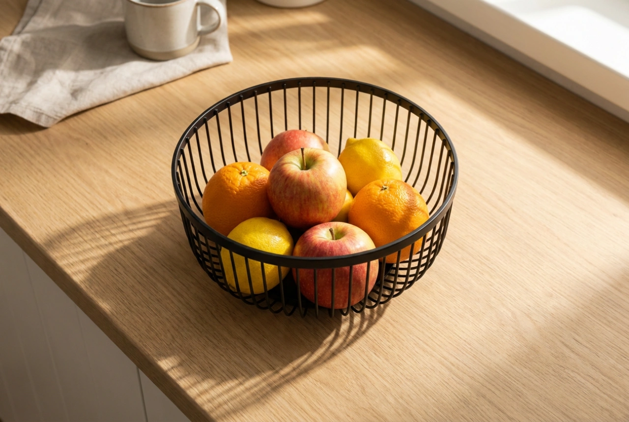 Hoe zorgt u voor een optimale luchtcirculatie voor fruit in een metalen fruitmand