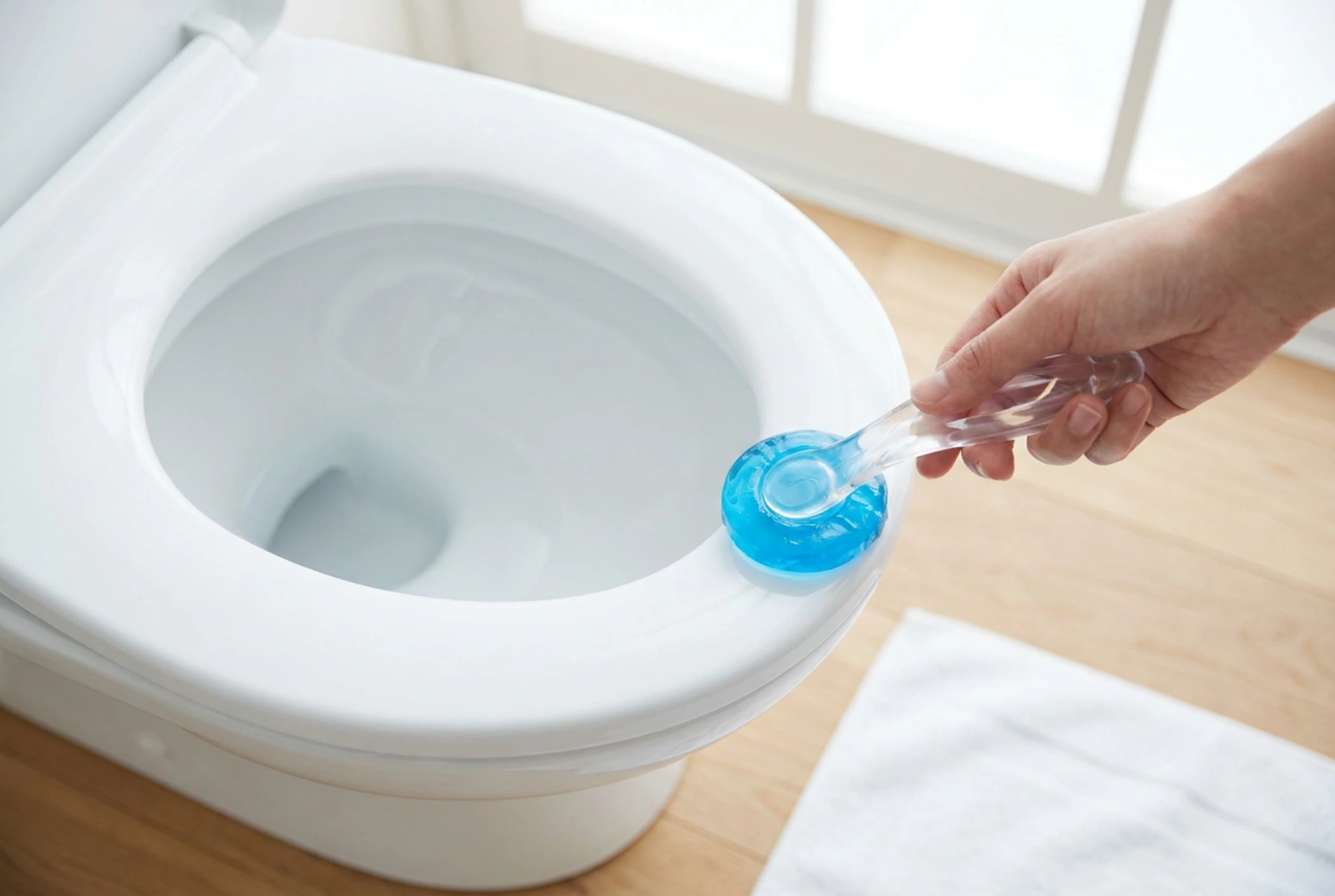 Toilet gelstempels gebruiken zonder de applicator vuil te maken