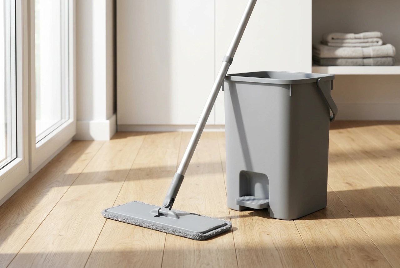 Efficiënt vloeren reinigen met een vlakmop en wringsysteem