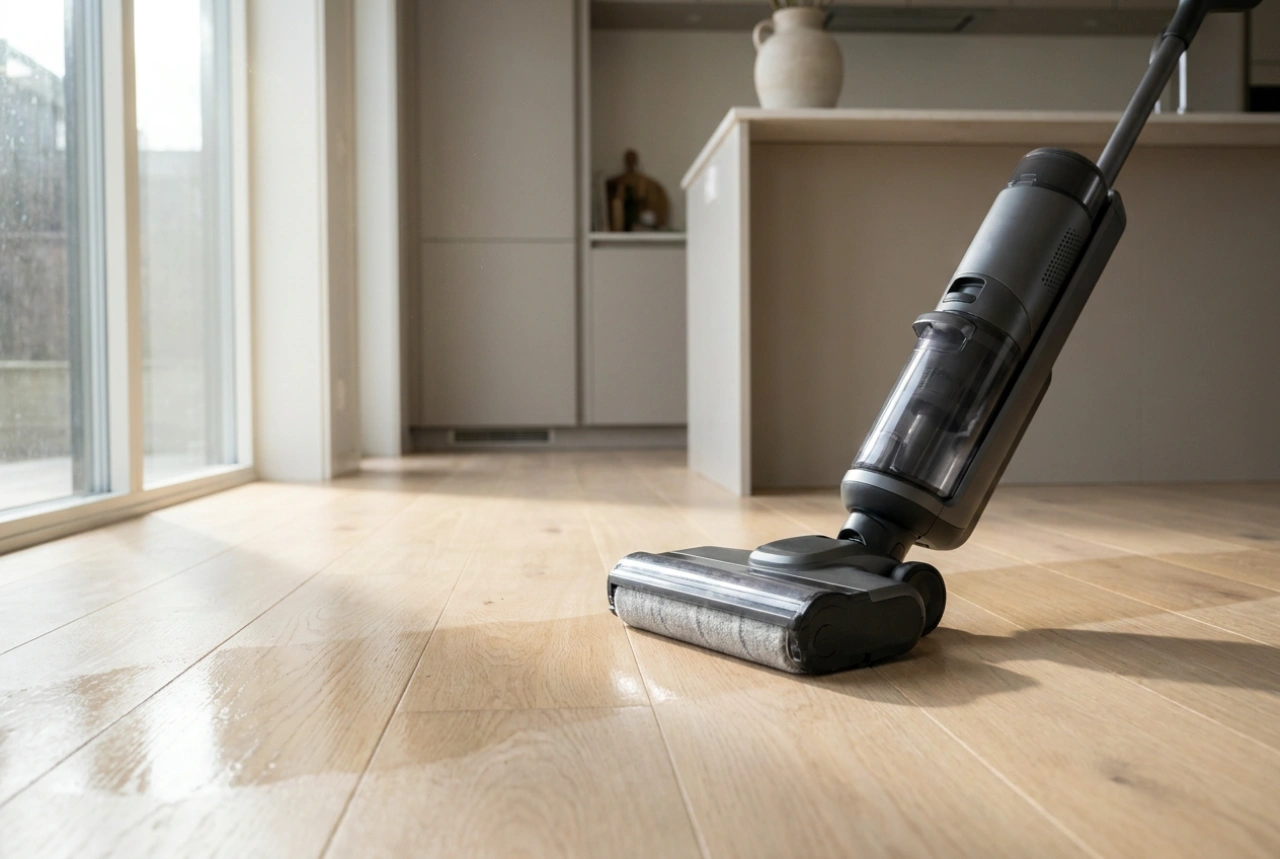 Streeploos reinigen met een draadloze dweilstofzuiger
