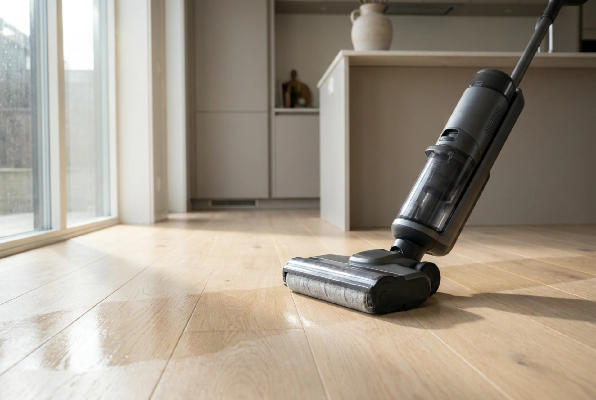 Streeploos reinigen met een draadloze dweilstofzuiger