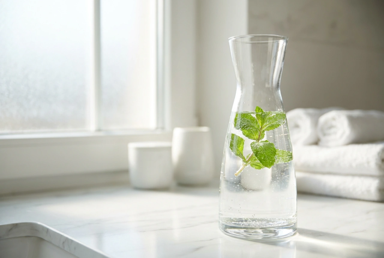 Hoe reinig je een glazen waterkaraf met kurken dop zonder dat deze geurtjes opneemt