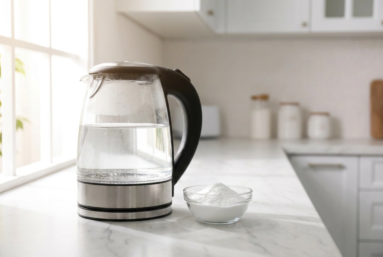 Waterkoker ontkalken met zuiveringszout zonder het verwarmingselement te beschadigen