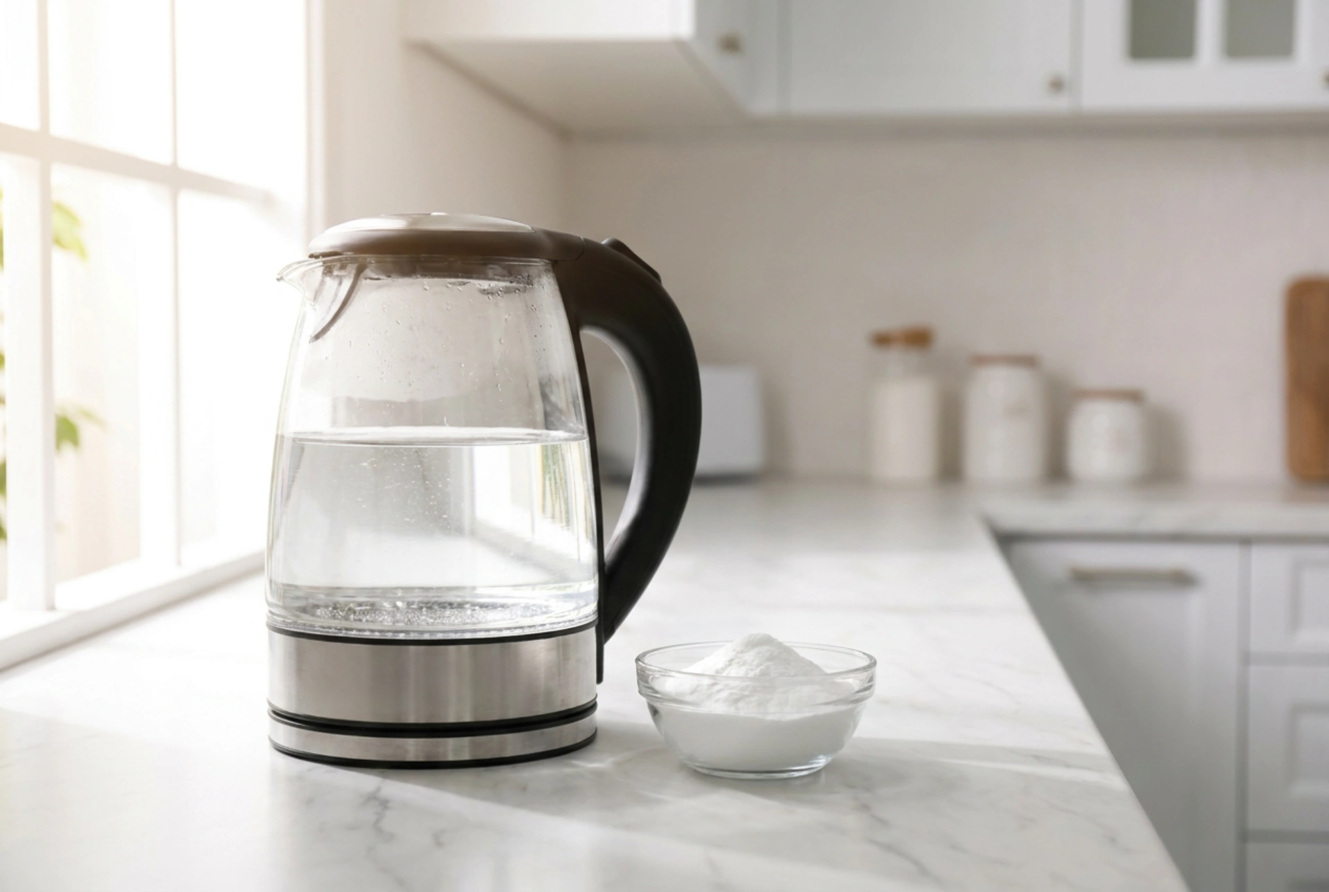 Waterkoker ontkalken met zuiveringszout zonder het verwarmingselement te beschadigen