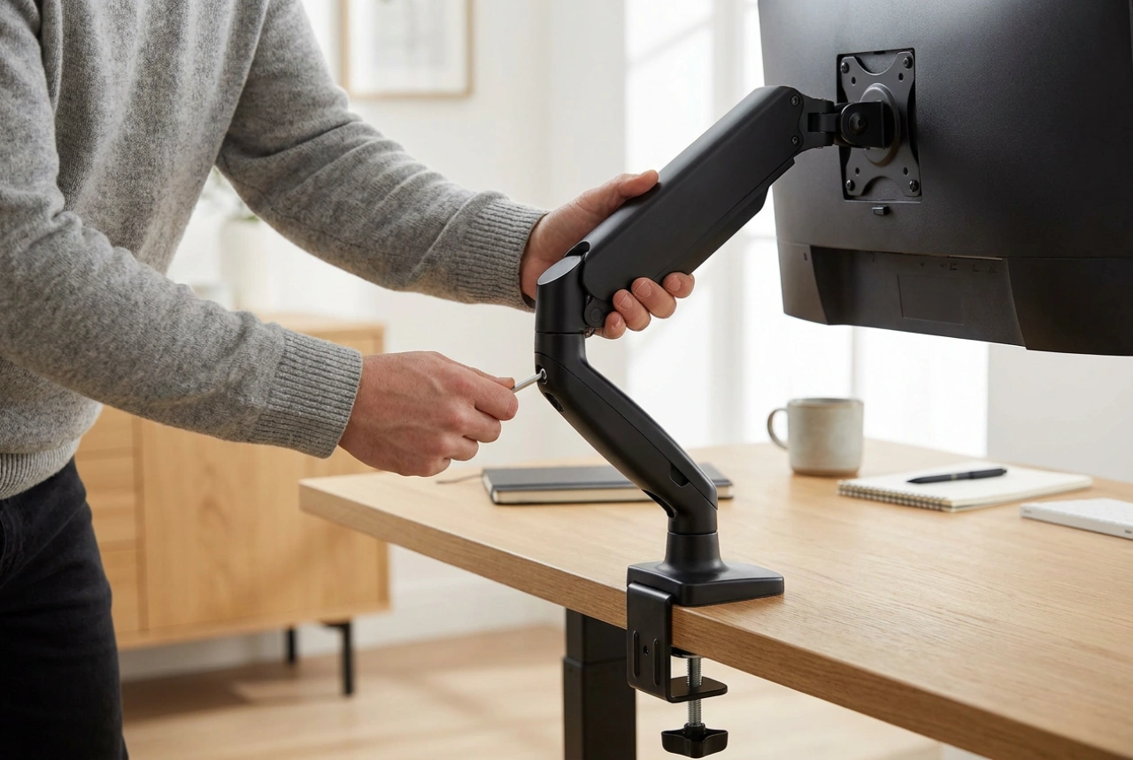 Hoe stel je een monitorarm aan een bureau optimaal in