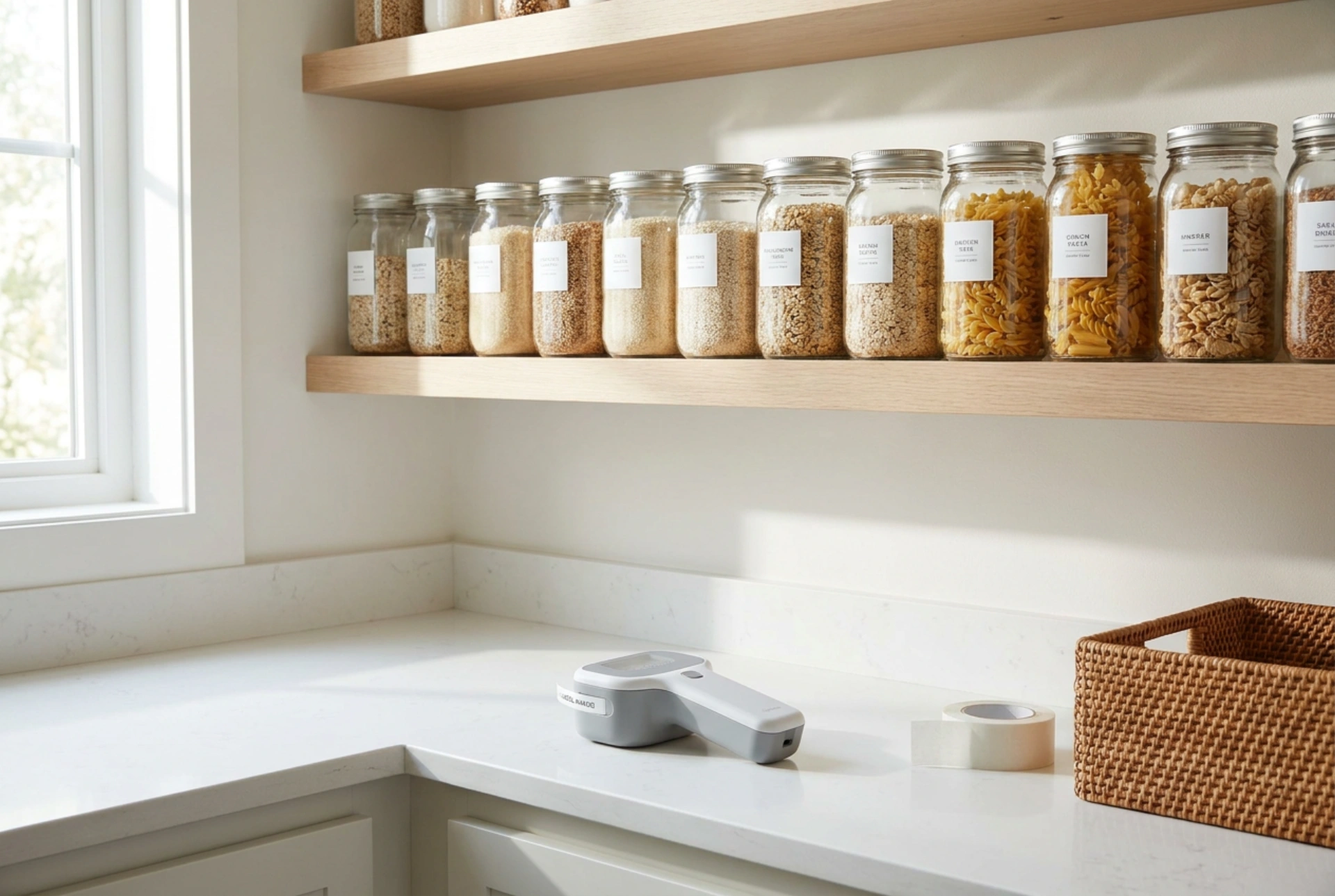 Zelfklevende etiketten en labelmakers bij het organiseren van schappen
