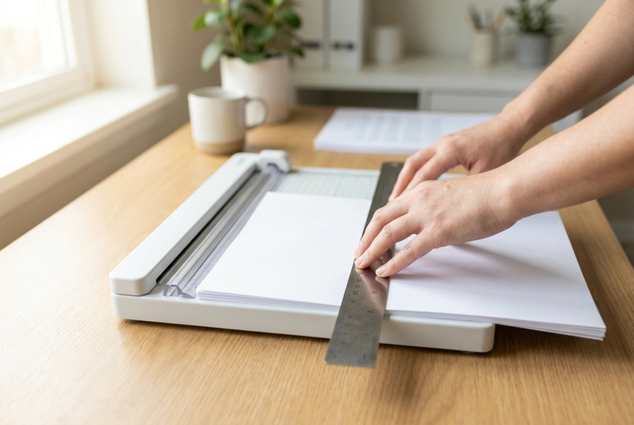Veilig papier snijden met een papiersnijder bij het archiveren van documenten