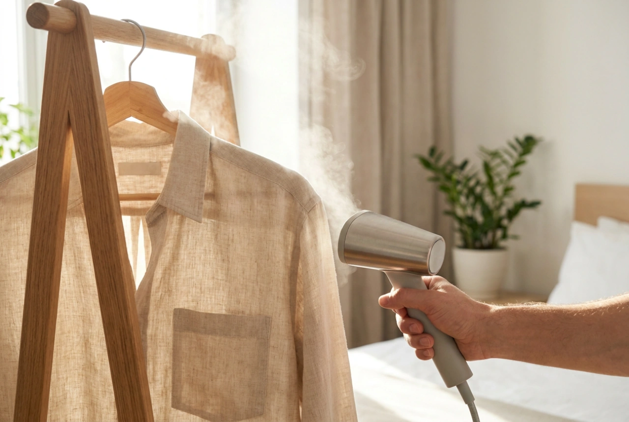Draadloze kledingstomer voor het snel opfrissen van textiel