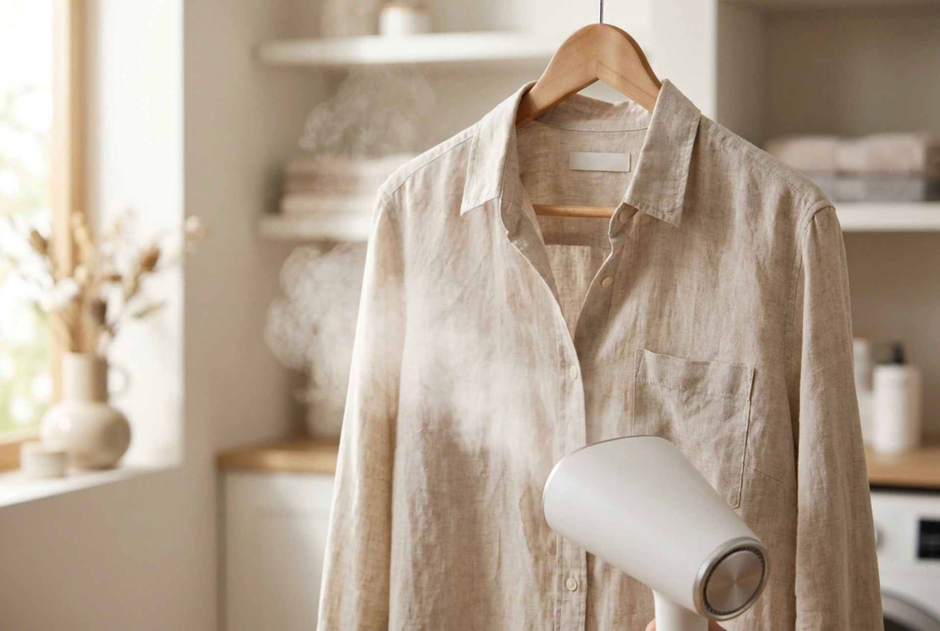 Hoe kleding effectief te stomen zonder de stof plat te drukken