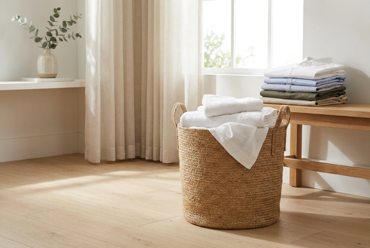 Een schone wasmand helpt bij het scheiden van strijken en vouwen