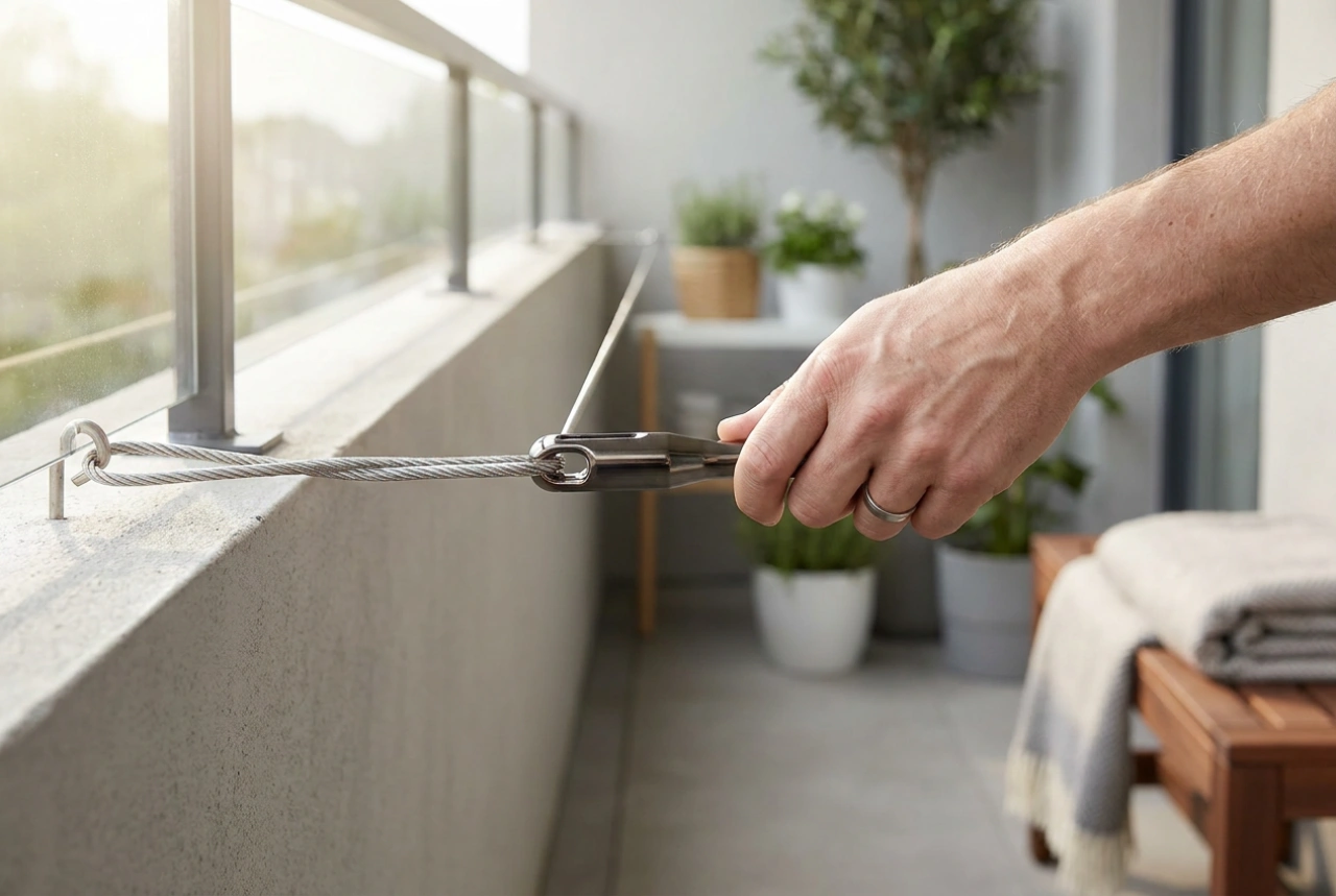 Hoe span je een waslijn strak zodat de was niet doorhangt