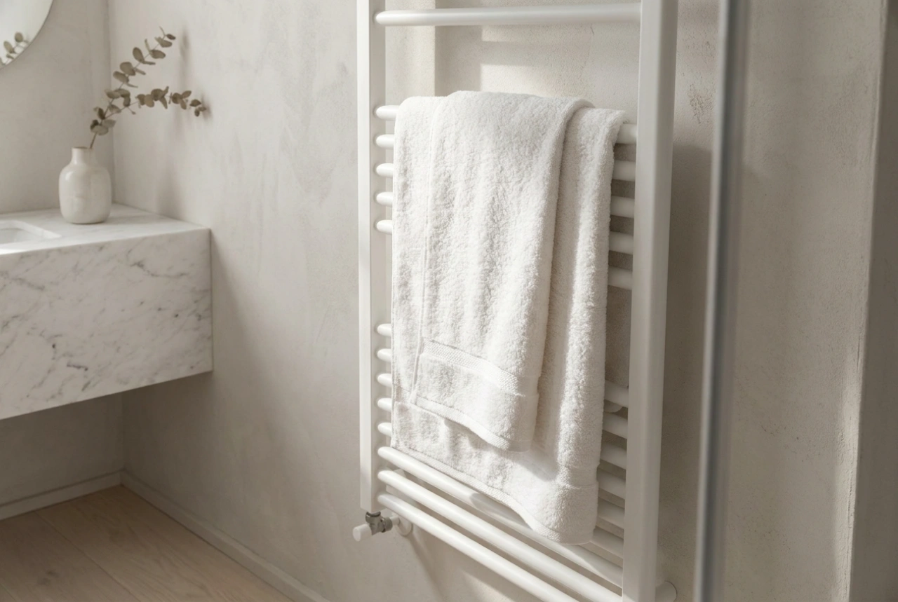 Veilig drogen op de badkamerradiator zonder weefsels te oververhitten