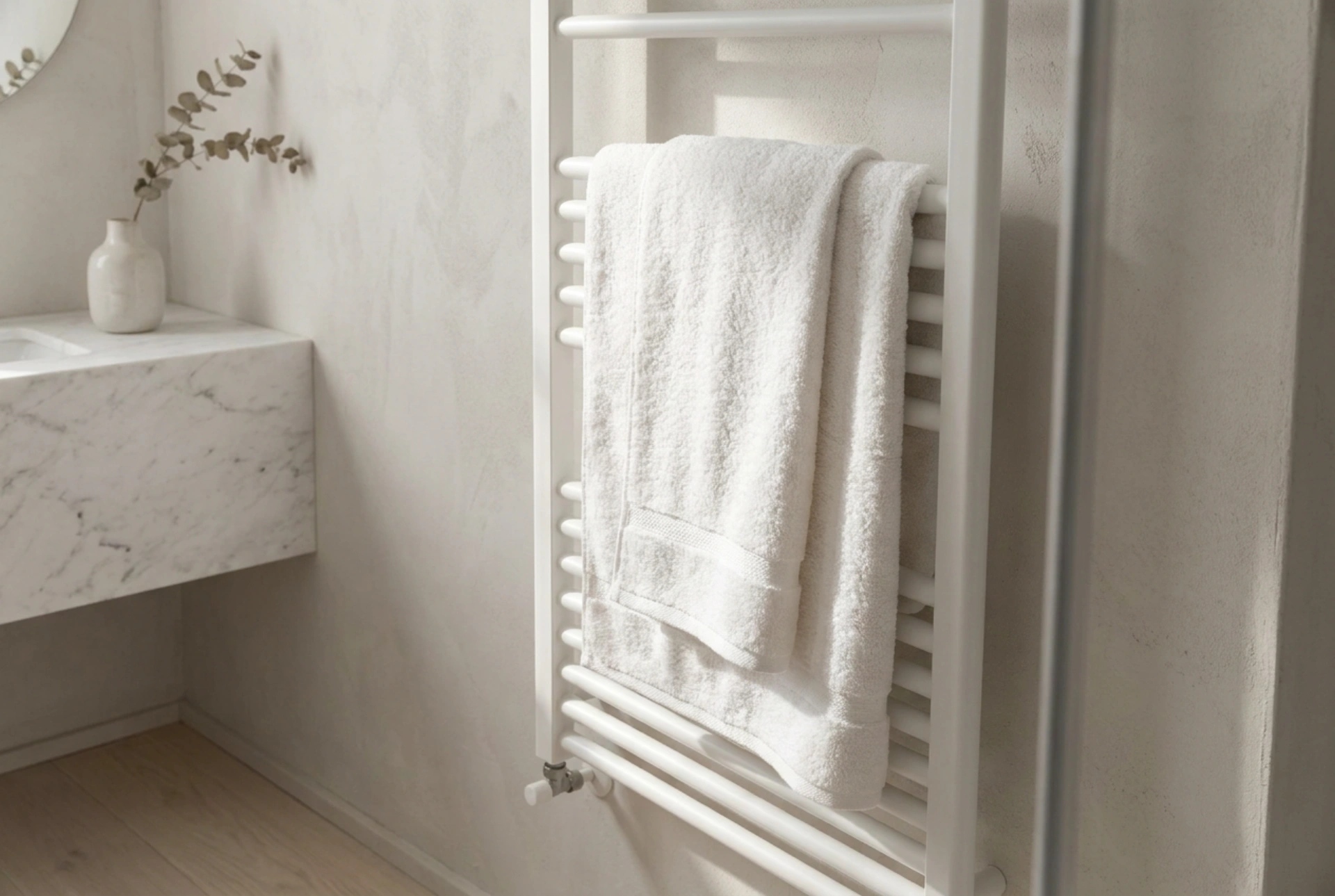 Veilig drogen op de badkamerradiator zonder weefsels te oververhitten