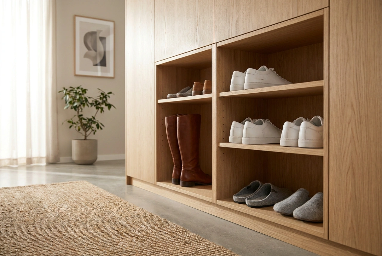 Hoge schoenenkast: de perfecte plankindeling voor laarzen, sneakers en pantoffels