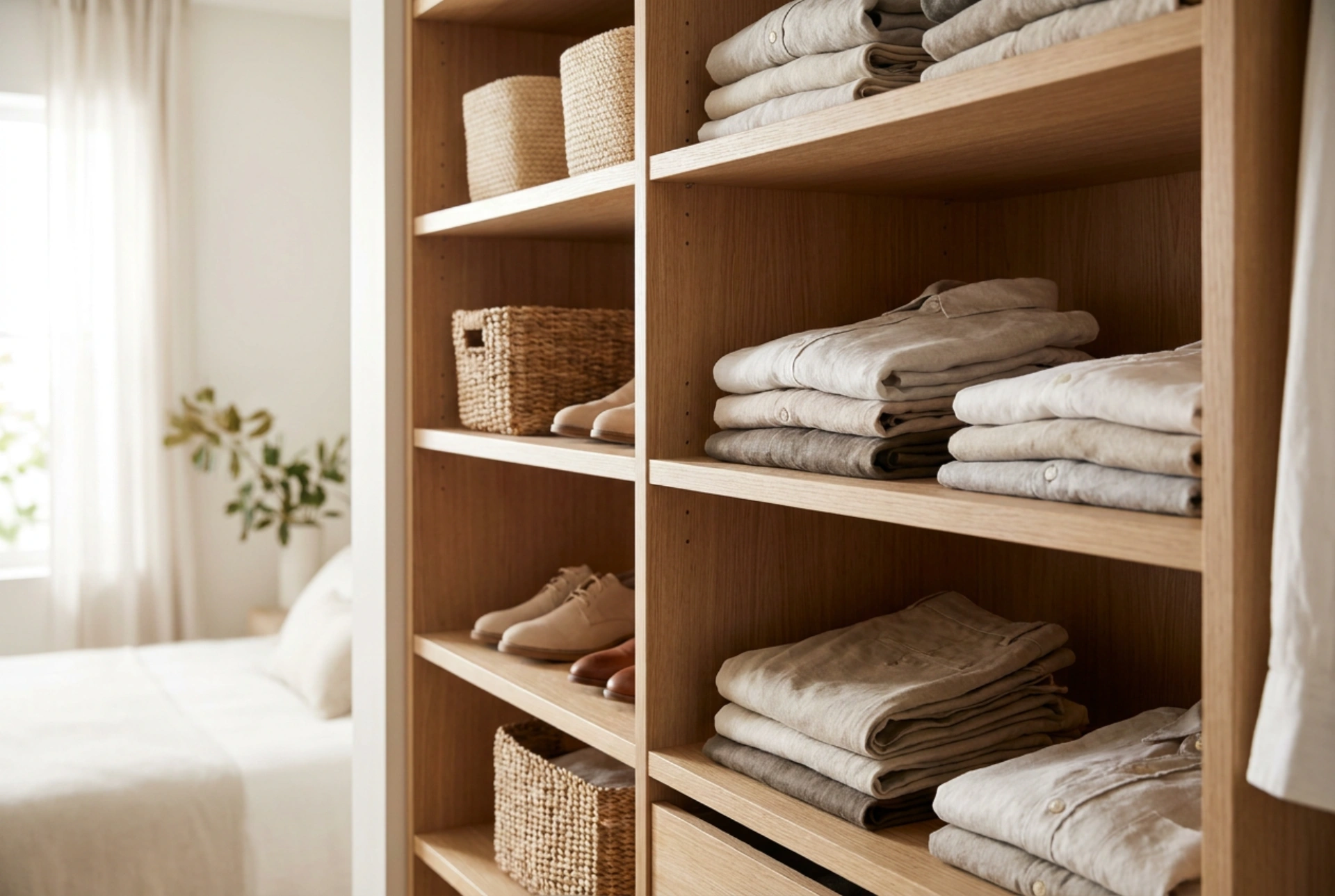 Praktische kledingkastindeling voor de slaapkamer voor dagelijks gebruik
