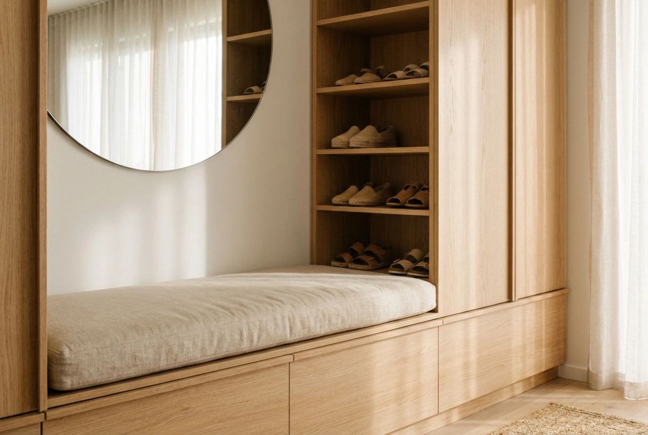 Hoe plan je een functionele halgarderobe met zitgedeelte en opbergruimte