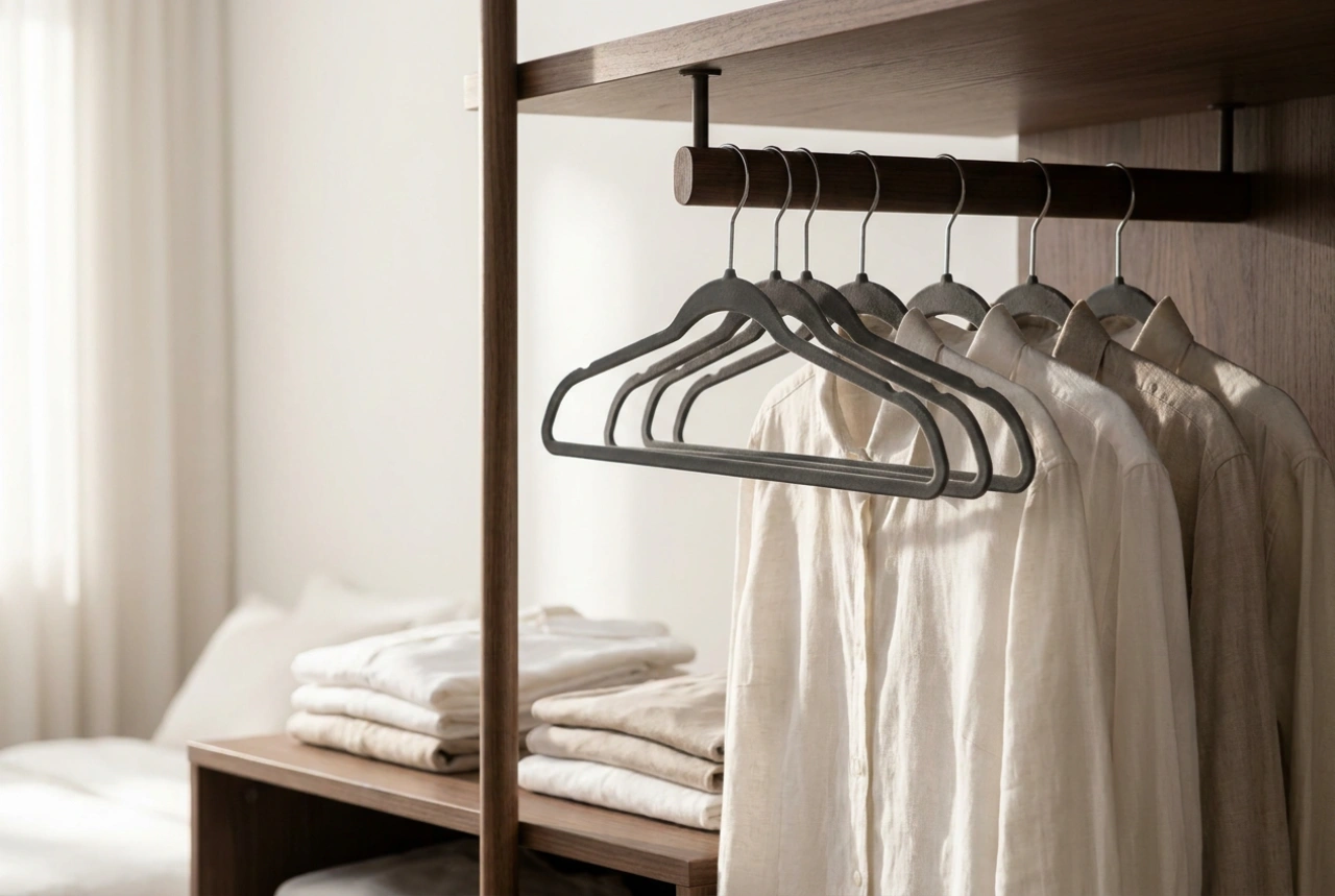 Veel kleding in een smalle kledingkast opbergen zonder te proppen