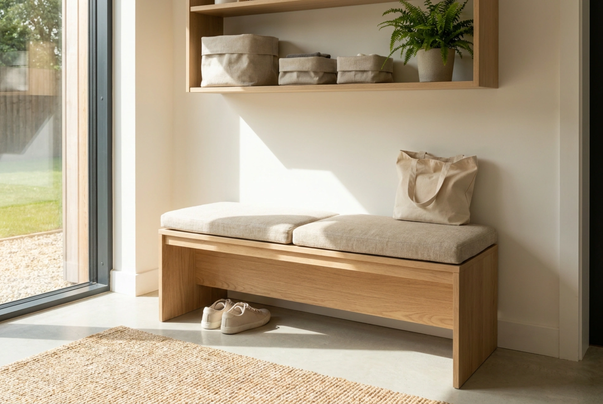 Schoenenkast met zitting en een comfortabele entree