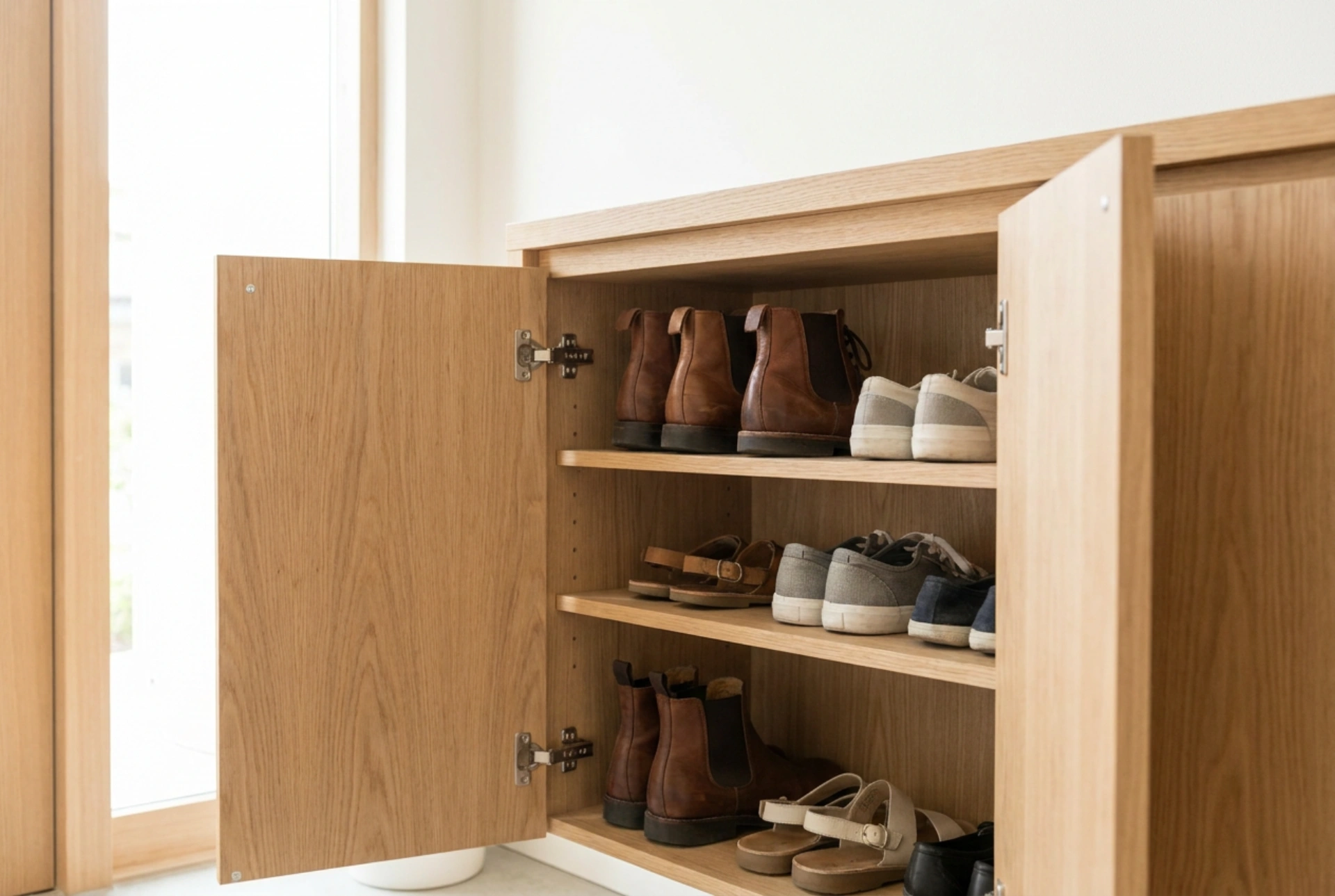 Schoenen efficiënt organiseren in een gesloten schoenenkast