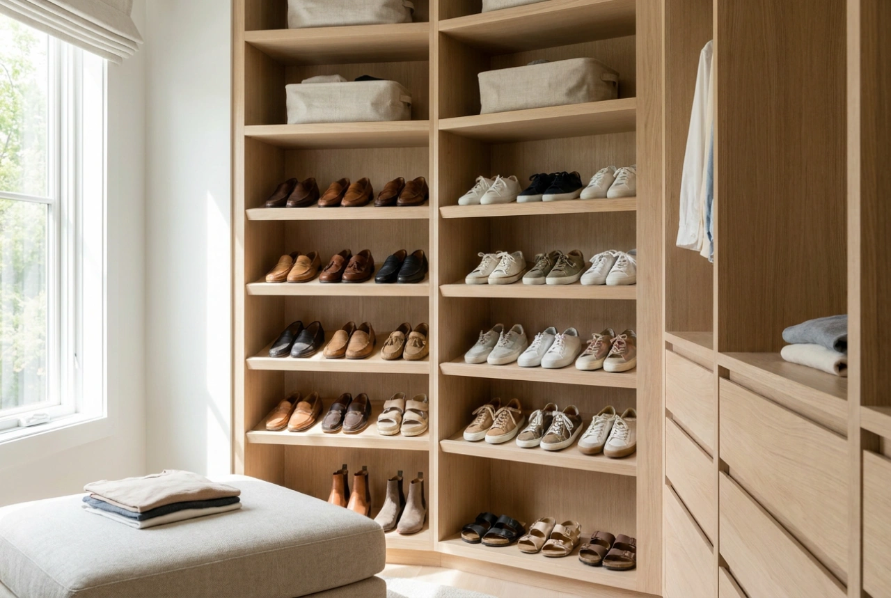Schoenenplanken in de kast: schoenen organiseren per seizoen
