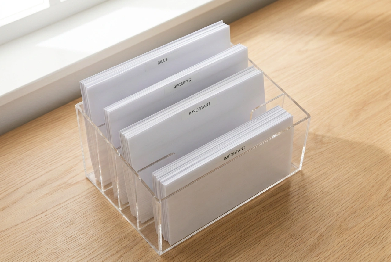 Hoe u thuisadministratie efficiënt organiseert in een plastic documentenmap