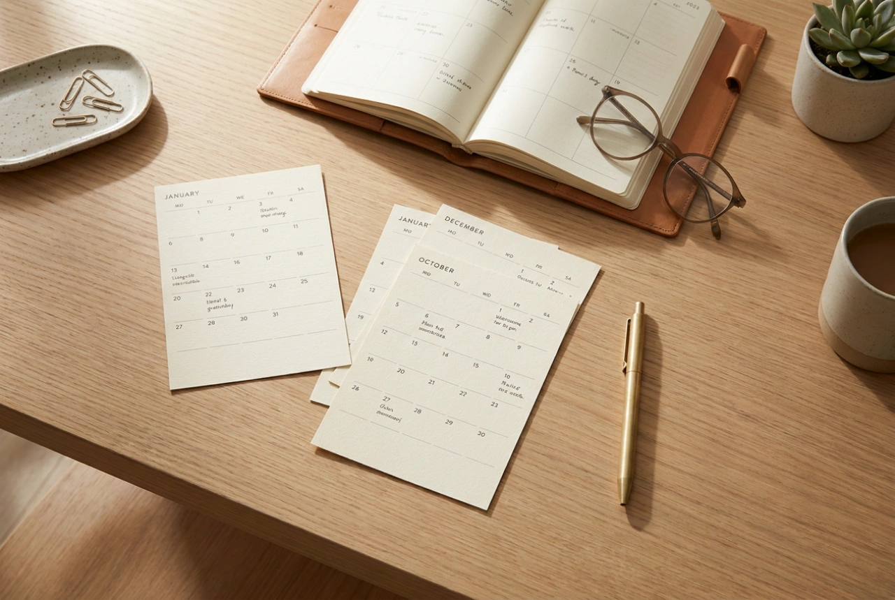 Hoe u geprinte kalenderpagina's gebruikt voor wekelijkse planning