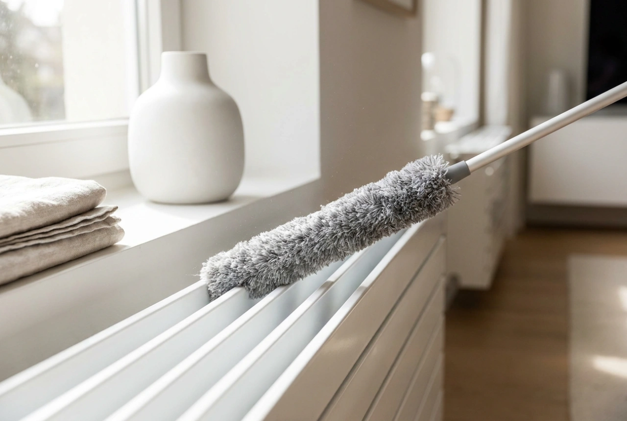 Hoe u een radiator reinigt met een borstel en stof verwijdert uit moeilijk bereikbare plekken