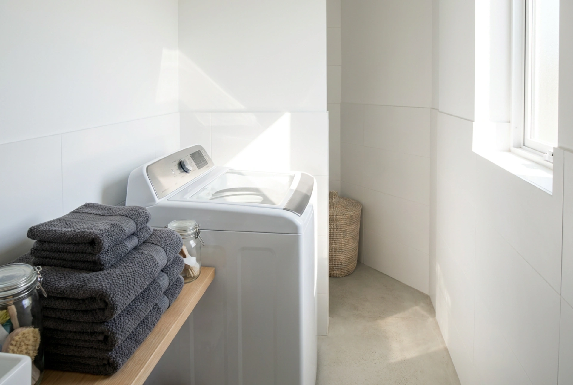 Hoe plaats je een bovenlader wasmachine in een smalle badkamer